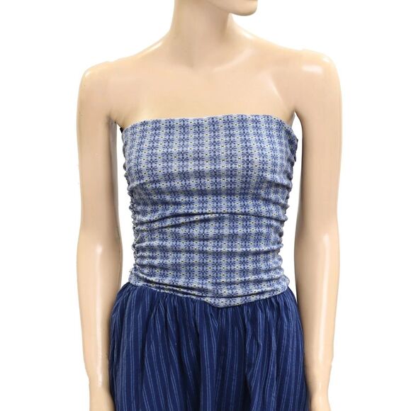 Free People Reina Tube Mini Dress Floral Striped Printed Strapless M New 279684 - Picture 7 of 8